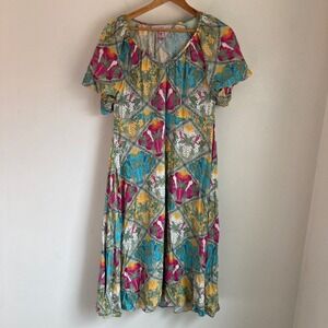 Loft women's floral dress balloon sleeves size 10P preowned